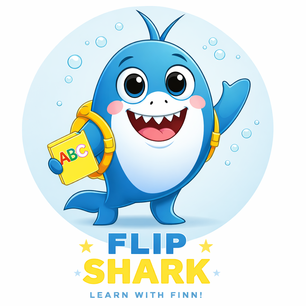 Finn the FlipShark mascot smiling and waving
